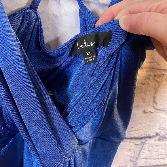 Lulus Dreamy Date Blue Surplice Draped Midi Dress Size XL - Picture 5 of 8
